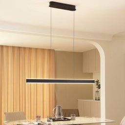 Lucande LED pendant light Philine, length 121 cm black iron