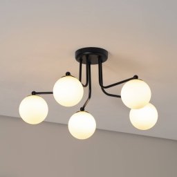 SOLLUX LIGHTING Astral ceiling light, black, length 64 cm, steel/glass