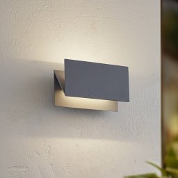 Lucande LED outdoor wall light Meja, grey, aluminium, 27cm, IP54