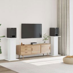 vidaXL Speaker Stands 2 pcs White 30x30x80 cm Engineered Wood