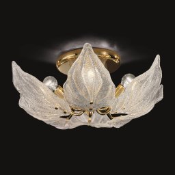 Novaresi Exclusive glass ceiling light Foglie, six-bulb
