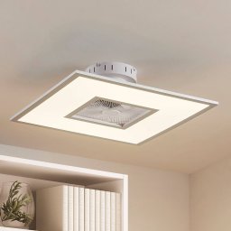 Lindby LED ceiling fan Romea, angular, DC, quiet, 60 cm