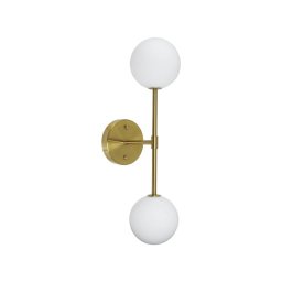 PR Home wall light Sigma D, gold/opal, 2-bulb 49 cm glass