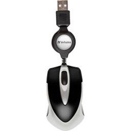 VERBATIM 49020 - Wired mouse, with retractable cable, USB, black