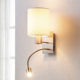 Lindby Shajan wall light, 29 cm, textile, E27, LED reading light