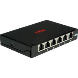 ROLINE 26110299 - Mini patch panel, Cat. 6a, 6x RJ45, 0.5U, shielded, black