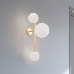 ALDEX Joel wall light, brass/white, 3-bulb