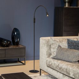 Lucide LED floor lamp Zozy, black, 3-StepDim, height 145 cm, flex arm