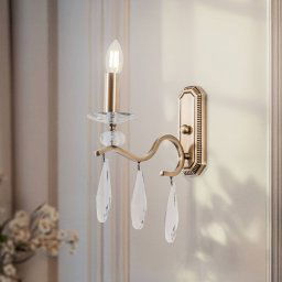 Avonni Elizabeth wall light, height 30 cm metal/crystal gold antique