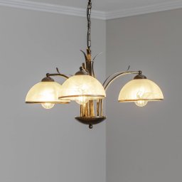 Luminex Korfu chandelier, 3-bulb, antique gold, Ø 68 cm