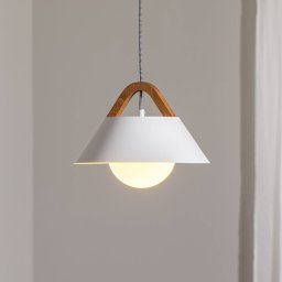 Luminex Funda hanging light, brown/white, Ø 30 cm, steel/wood/glass