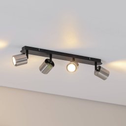 Luminex Demia ceiling spotlight, black/nickel-coloured, 66 cm long, GU10