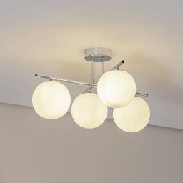Domiluce Aurora ceiling light, chrome, Ø 50 cm, 4-bulb, glass, E14