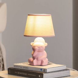 ONLI Monkey table lamp, pink, ceramic, 28 cm high, E14