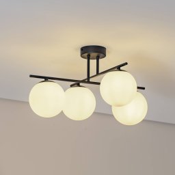 Domiluce Aurora ceiling light, black, Ø 50 cm, 4-bulb, glass, E14
