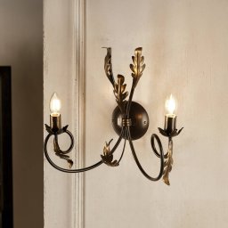 ONLI Gretel wall light, 2-bulb, bronze-coloured, metal, E14