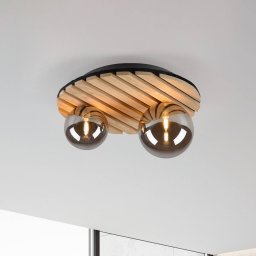 JUST LIGHT. GmbH JUST LIGHT. Green Stika ceiling light, round, 2-bulb, wood