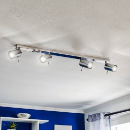 SOLLUX LIGHTING Ceiling spotlight Round, chrome, 4-bulb linear