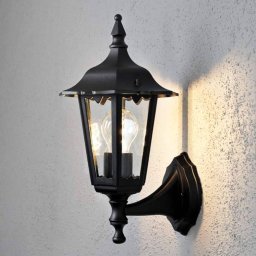 Konstsmide Firenze outdoor wall light, black, socket at top, 36 cm