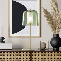 miloox by Sforzin Frida table lamp, gold frame green outer lampshade