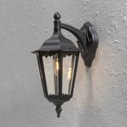 Konstsmide Firenze outdoor wall light, black, socket at bottom, 48 cm