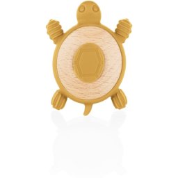 Zopa Silicone Wooden Teether Turtle chew toy 0 m+ Mustard Yellow 1 pc