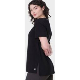 Sweaty Betty Soft Flow Studio Longline T-Shirt Black womens