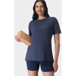 Sweaty Betty Soft Flow Studio Longline T-Shirt Navy Blue womens