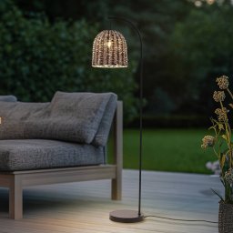 Lindby Taryn outdoor floor lamp, brown, plastic, IP44 172 cm
