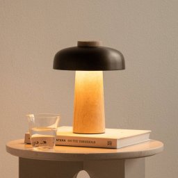 Audo Copenhagen Audo Reverse battery-powered table lamp, sand/bronze, stone, 24.5 cm