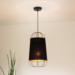 Duolla Lantern small pendant light, textile, metal, black