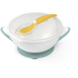 BabyOno Be Active Suction Bowl with Spoon dinnerware set for children Green/Yellow 6 m+ 2 pc