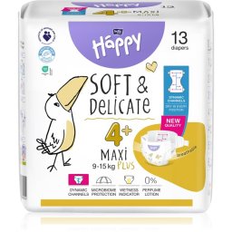 BELLA Baby Happy Soft&Delicate disposable nappies with absorbent channels Maxi Plus 9-15 kg 13 pc