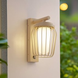 Lucande Chandan outdoor wall light, 30 cm, beige, sensor, IP44