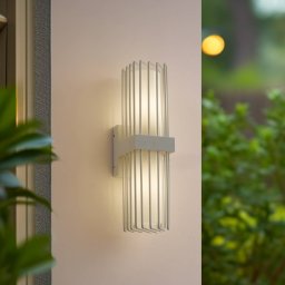 Lucande Chandan outdoor wall light, 42 cm, white, metal, IP54