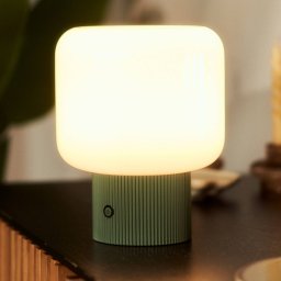 Lucande LED rechargeable table lamp Katrin Palme, green, glass