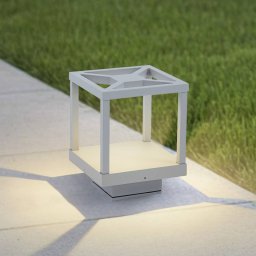 Lucande LED pedestal light Lealan, grey, metal, 23 cm, IP54