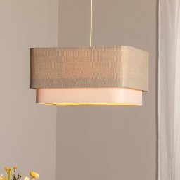 Maco Design Kwadro Duo pendant light, cream/beige, 50x50cm, linen