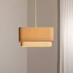 Maco Design Kwadro Duo pendant light, cream/beige, 50x50cm, jute/linen