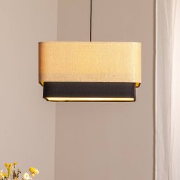 Maco Design Kwadro Duo pendant light, black/beige, 50x50cm, jute/satin