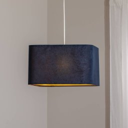 Maco Design Kwadro pendant light, dark blue, 40 x 40 cm, velour fabric