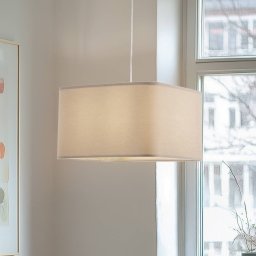 Maco Design Kwadro pendant light, beige, 40 x 40 cm, velour fabric