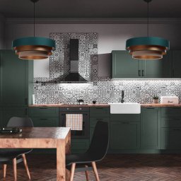 Maco Design Triniti pendant light, green/beige/copper, Ø 60 cm, textile