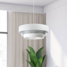 Maco Design Triniti pendant light, white/silver, Ø 60 cm, textile