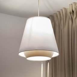 Maco Design Sensei doblo pendant light, white/beige, Ø 50 cm, textile