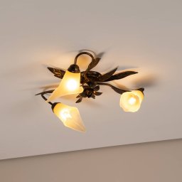 ONLI Alga ceiling light, 3-bulb, iron, glass, Florentine
