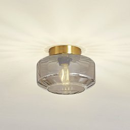 Lindby Hildur ceiling light, smoky grey, glass, Ø 22 cm