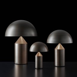 Oluce Atollo table lamp, dimmable, Ø38cm, bronze