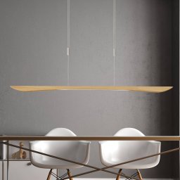 Quitani LED hanging light Hiba, natural oak, length 148 cm