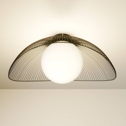 Lindby ceiling lamp Fabronia, black and white, glass, sphere, E27